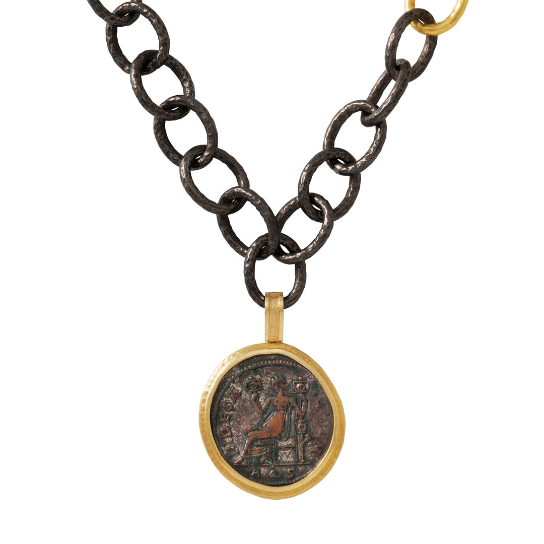 18K Yellow Gold Ancient Authentic Fides Coin Pendant