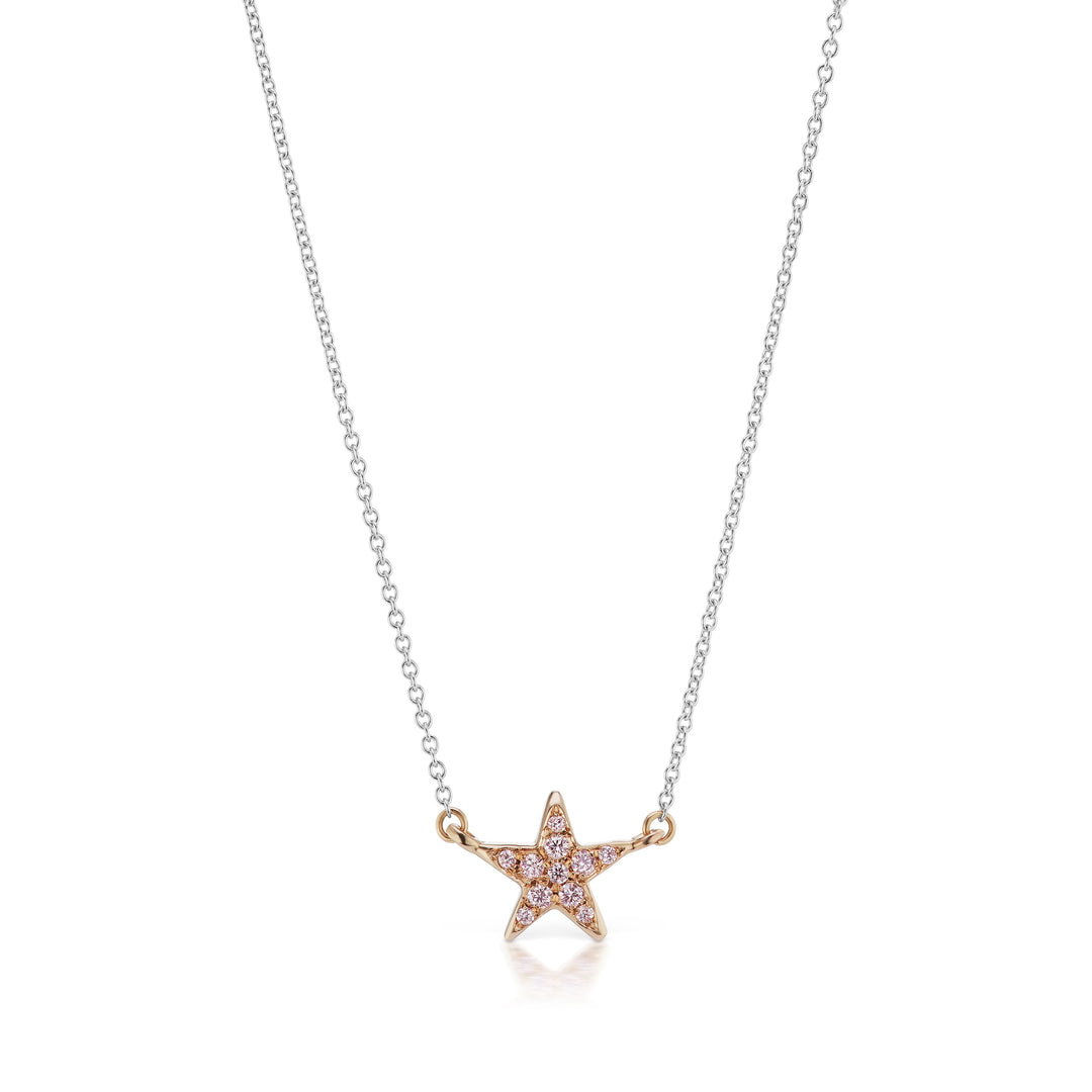 14K White & Pink Gold Star Necklace with Argyle Pink Diamonds