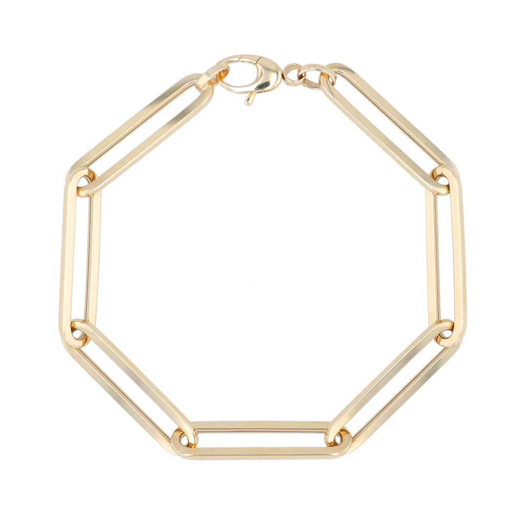14K Yellow Gold Paper Clip Link Bracelet