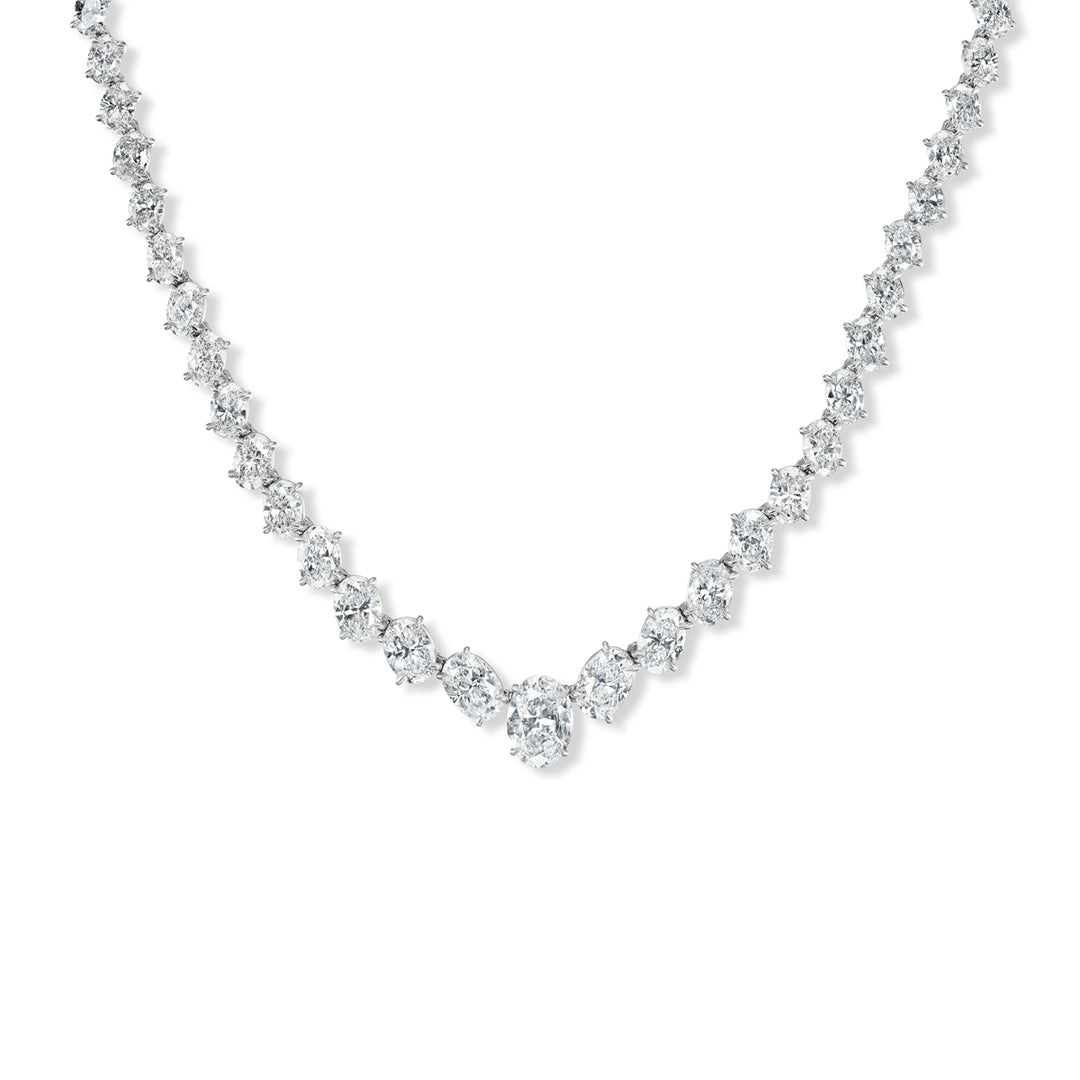 Platinum Oval Diamond Necklace