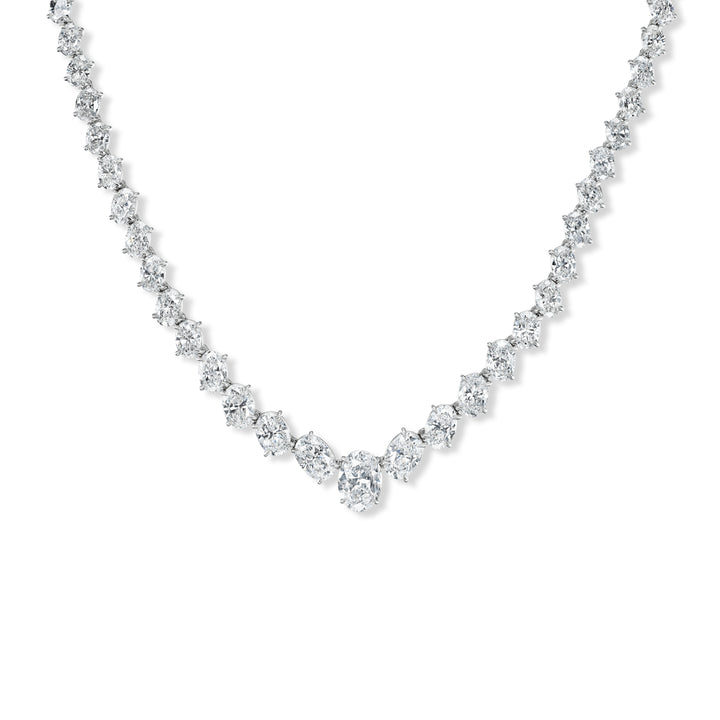 Platinum Oval Diamond Necklace