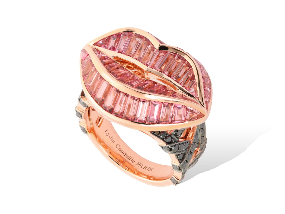 18K Rose Gold & Pink Tourmaline Lip Ring
