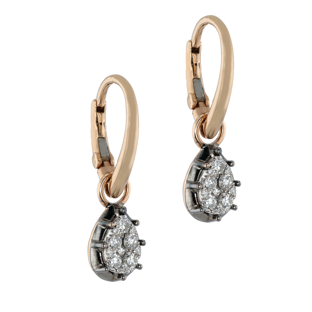 18K Rose Gold and Diamond Drop Earrings
