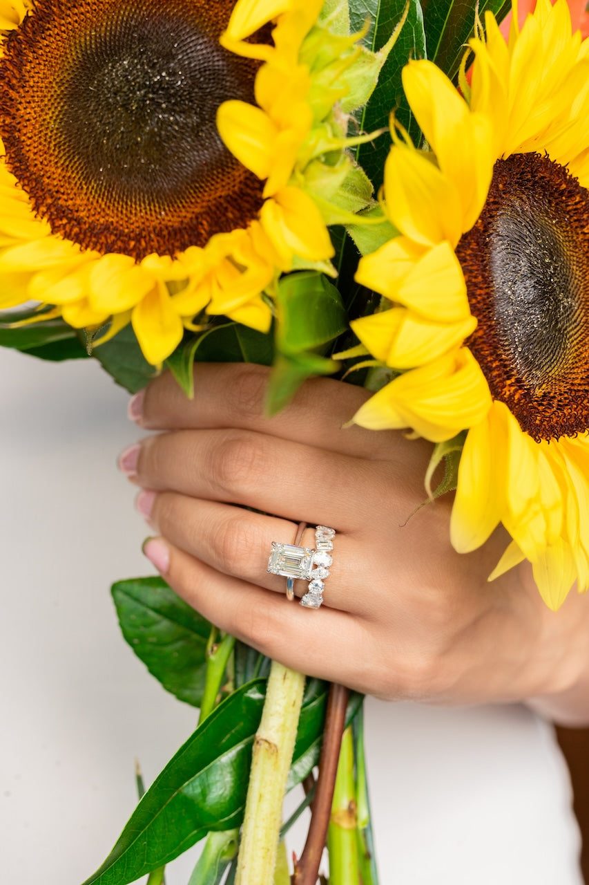 18K White Gold 4.10ct Lab-Grown Emerald Cut Diamond Engagement Ring