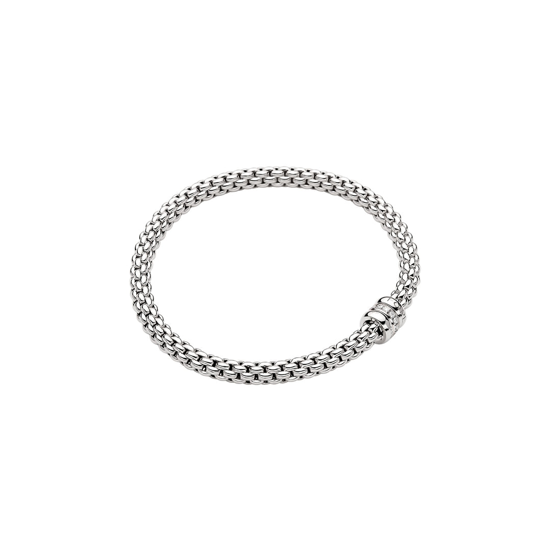 18K White Gold Flexible Bracelet with Diamonds