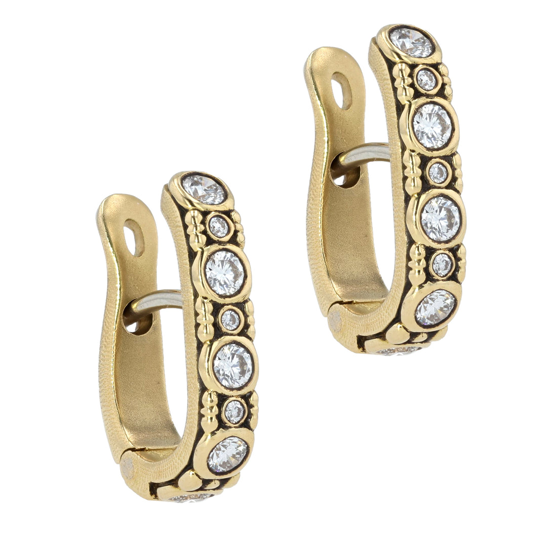 18K Yellow Gold and Diamond Huggie Earrings