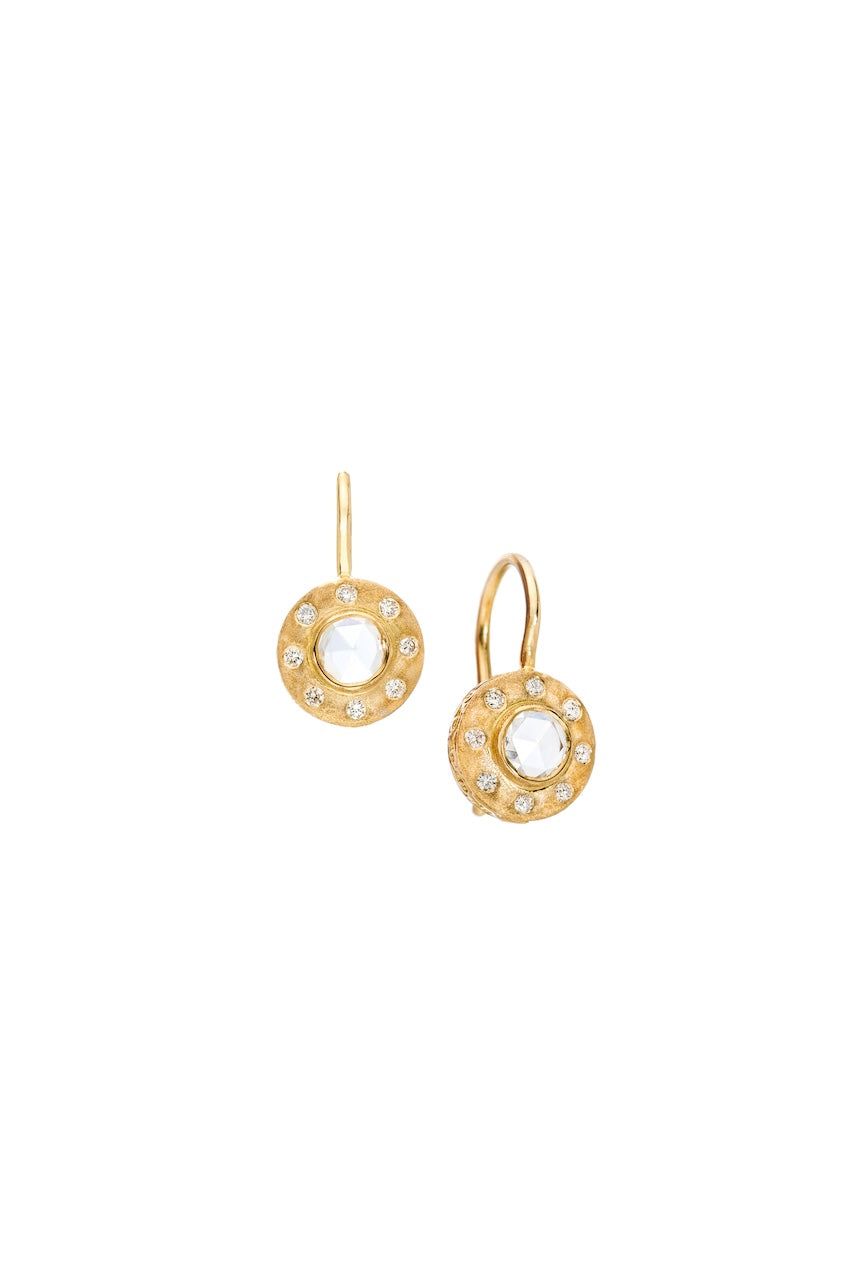 18K Yellow Gold Dunes Classic Diamond Drop Earrings