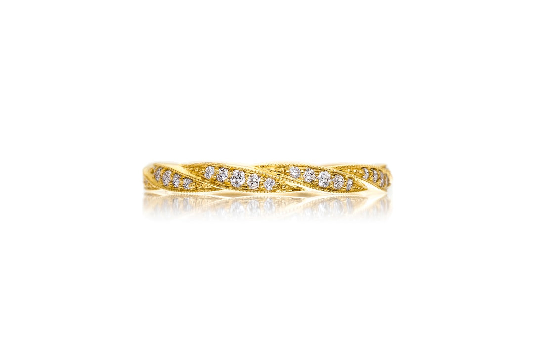 18K Yellow Gold Twine Twist Diamond Ring.
