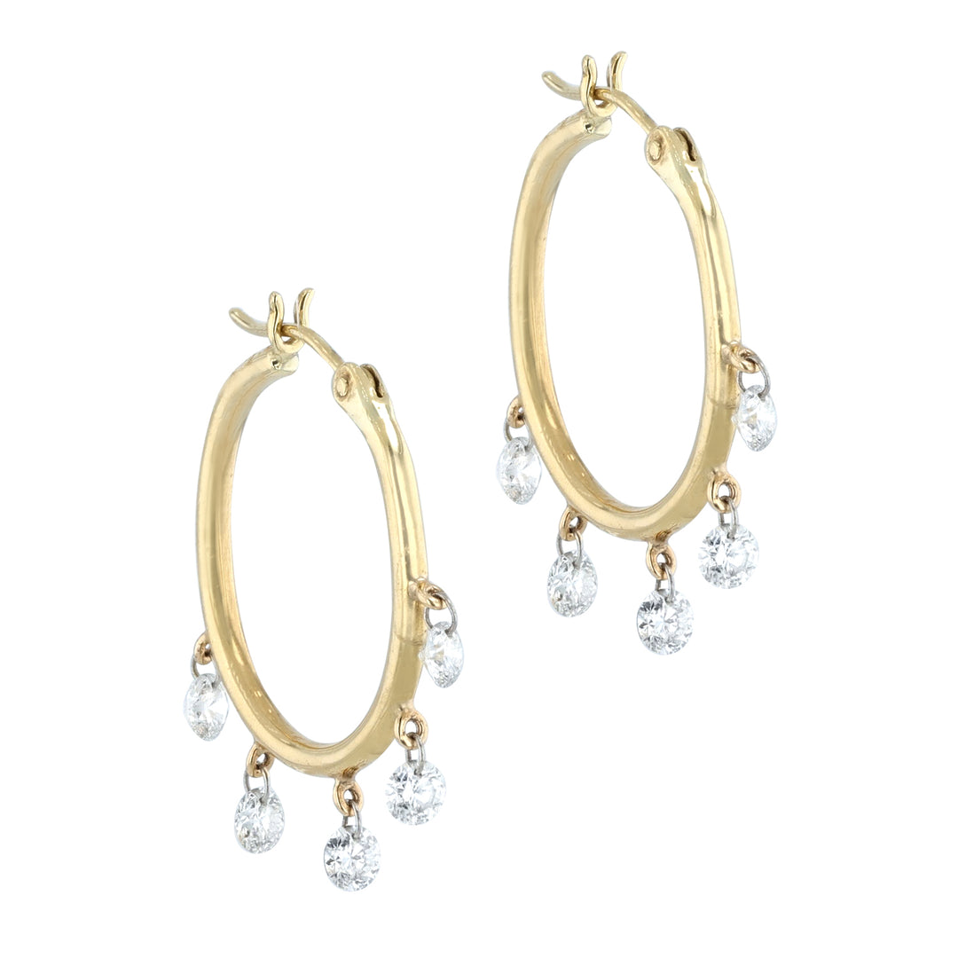 18K Yellow Gold & Laser-Pierced Diamonds "Watusi Hoops"