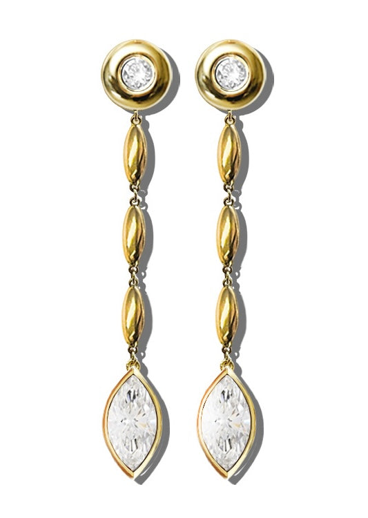 18K Yellow Gold Drop Earrings with Lab Grown Diamonds