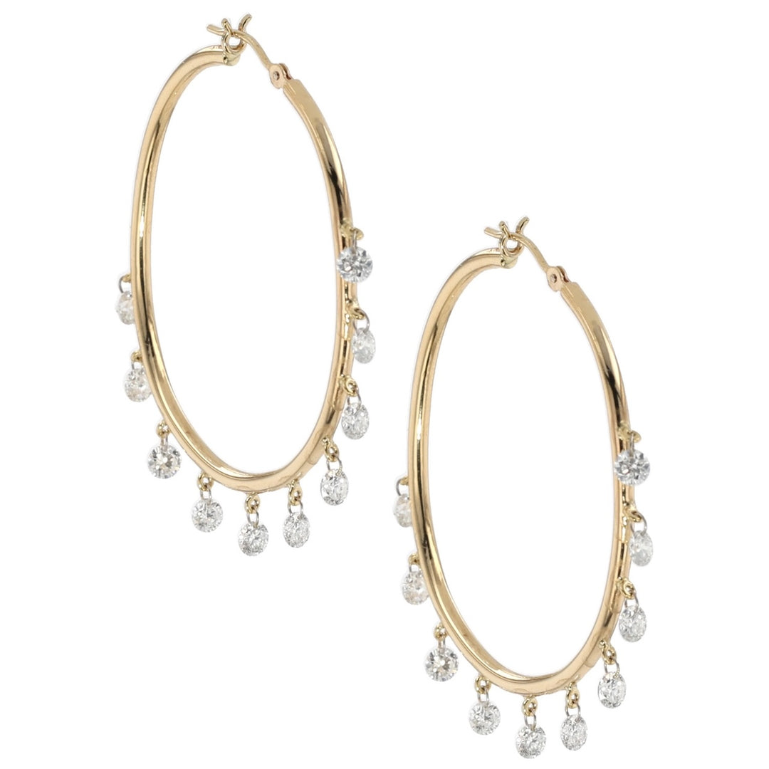 18K Yellow Gold "Jazz! Hoops" with round diamond dangles