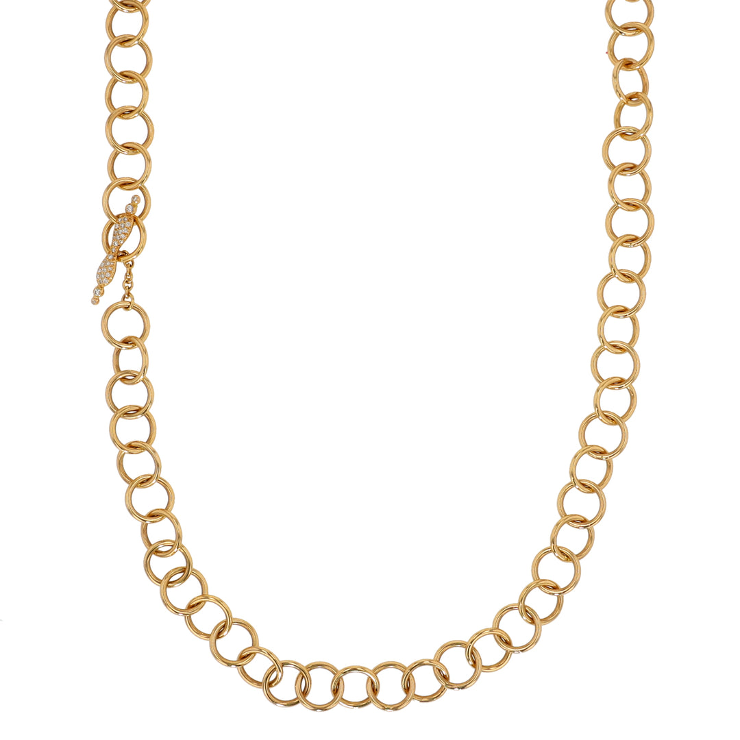 18K Yellow Gold Round Link Chain Necklace