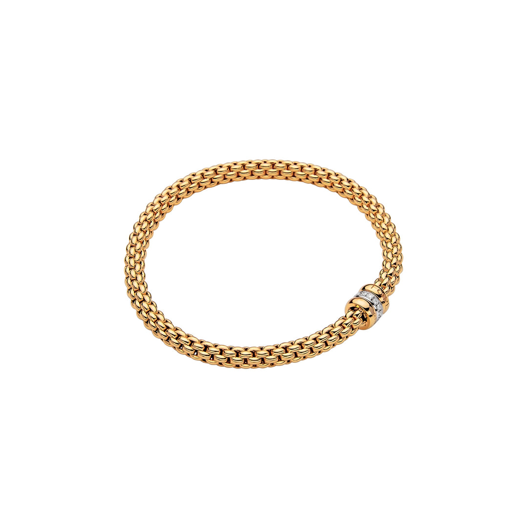18K Yellow and White Gold Flexible Diamond Bracelet