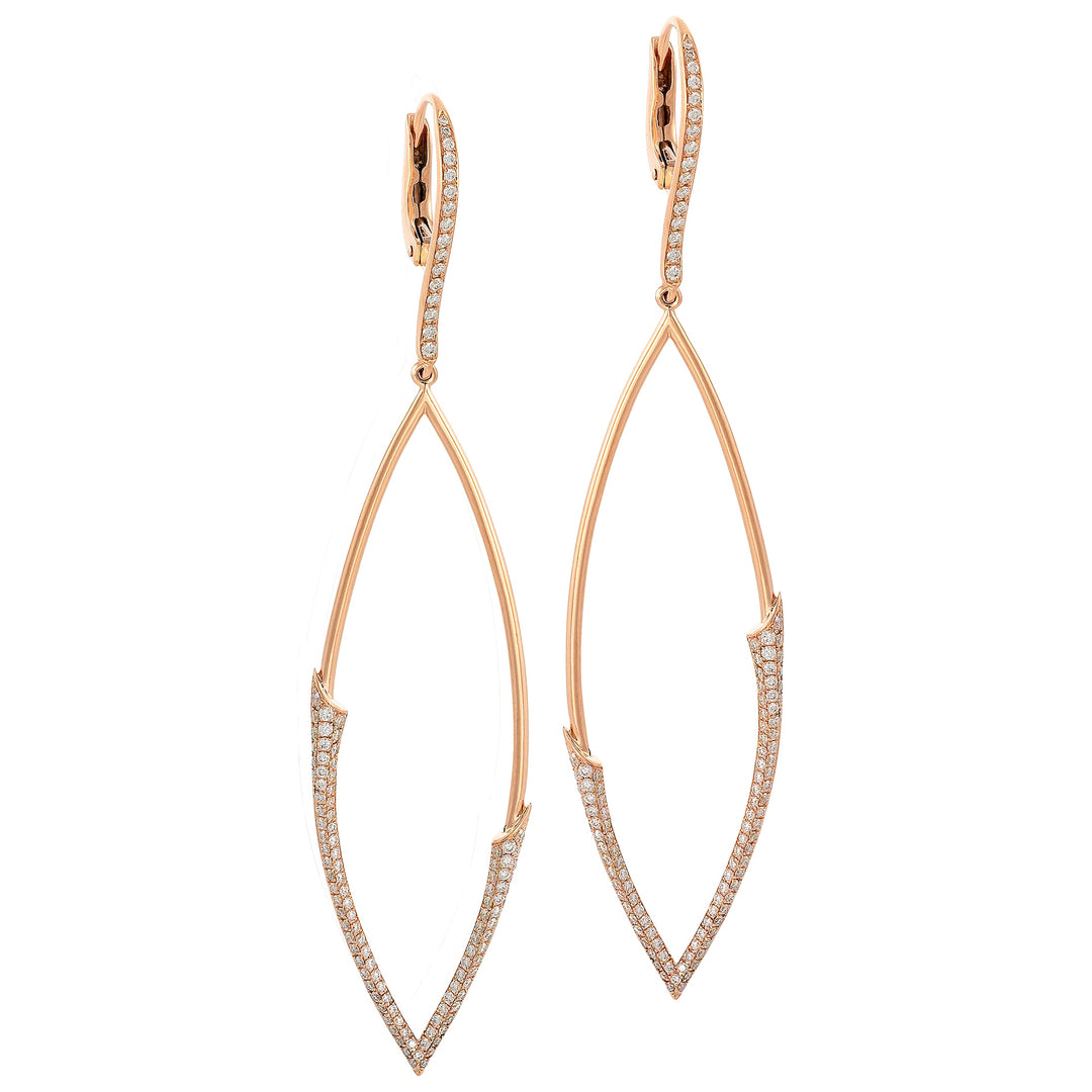 18K Pink Gold & Diamond Drop Earrings