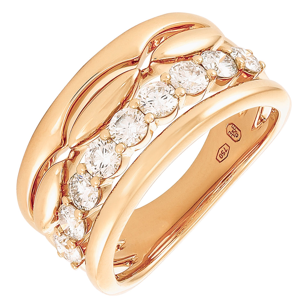 18K Pink Gold & Diamond Stack-Look Band