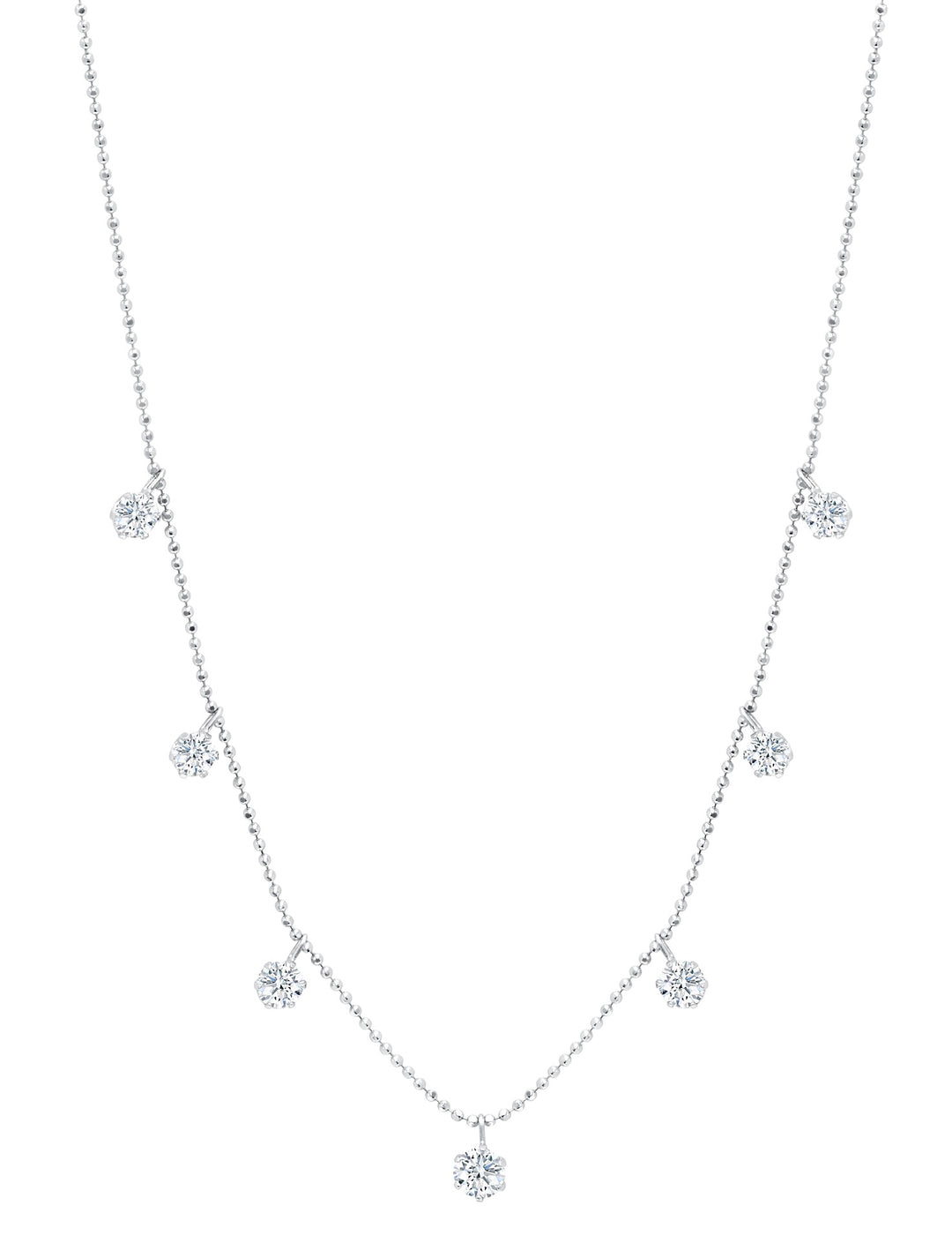 18K White Gold, Medium Floating Diamond Necklace