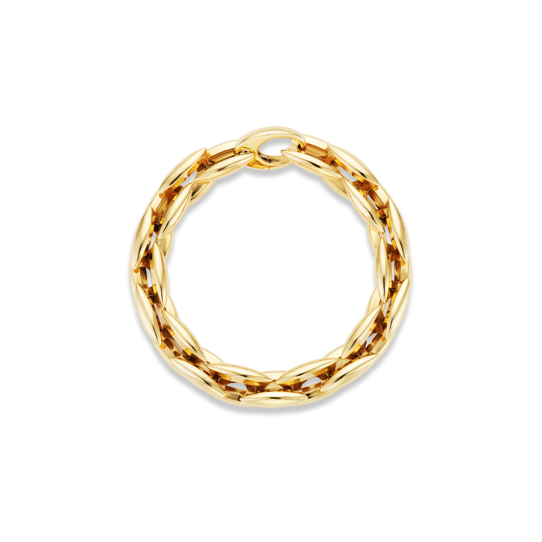 18K Yellow Gold Large Pistachio Bracelet. 8.25"