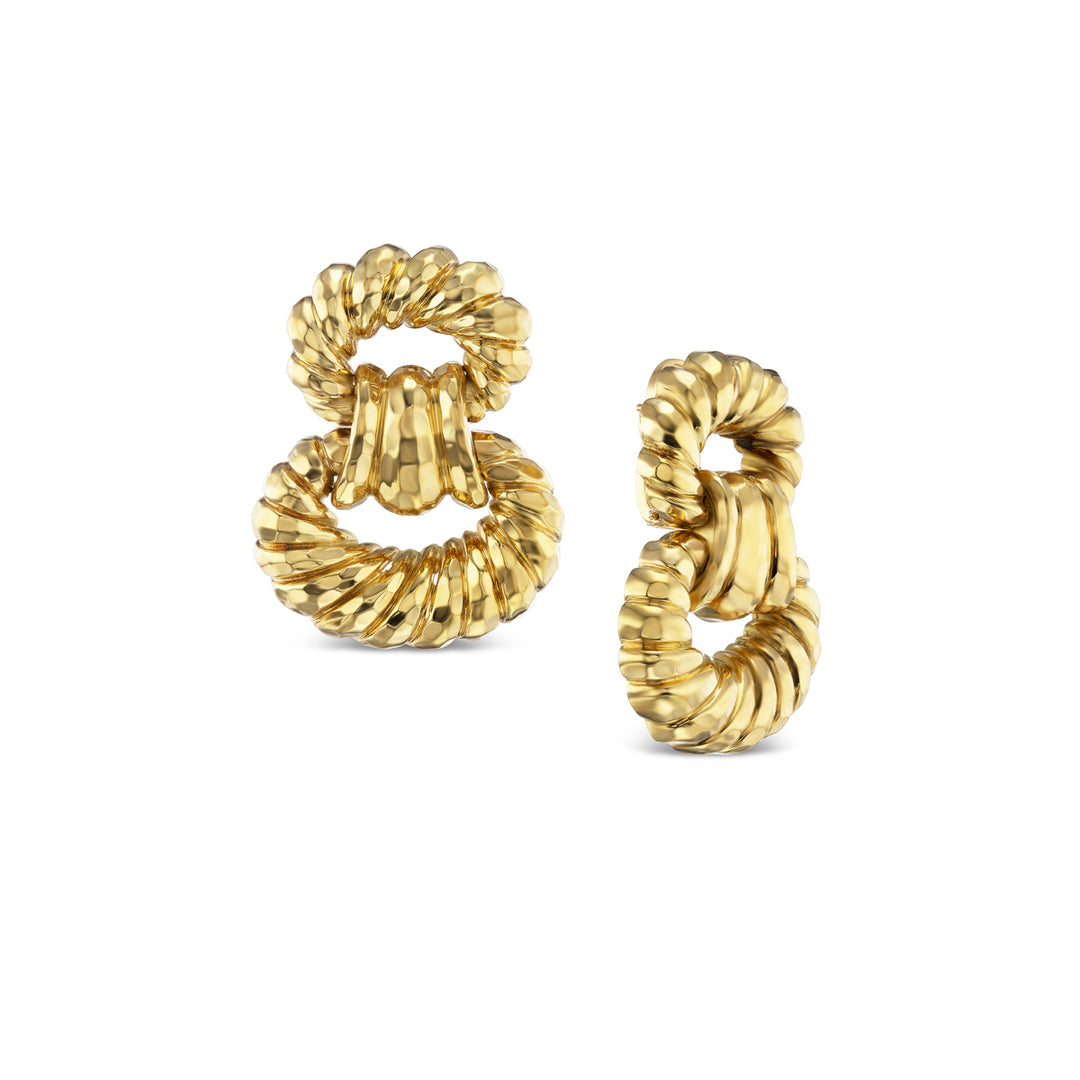 18K Yellow Gold Chunky Drop Earrings