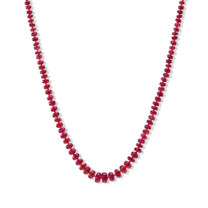 18K Yellow Gold and  Red Spinel Beaded Necklace