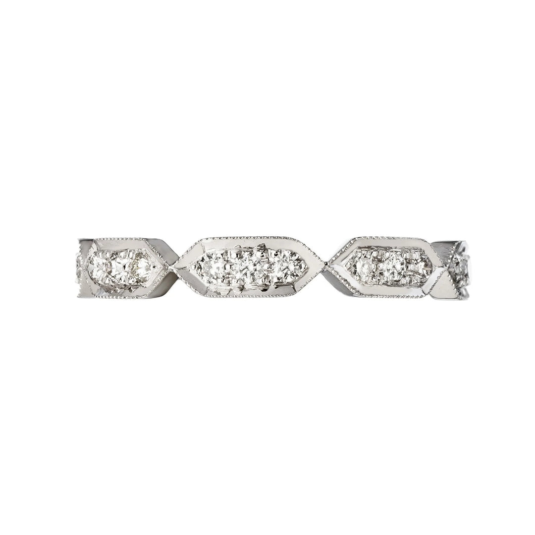 18K White Gold Deco Diamond Band