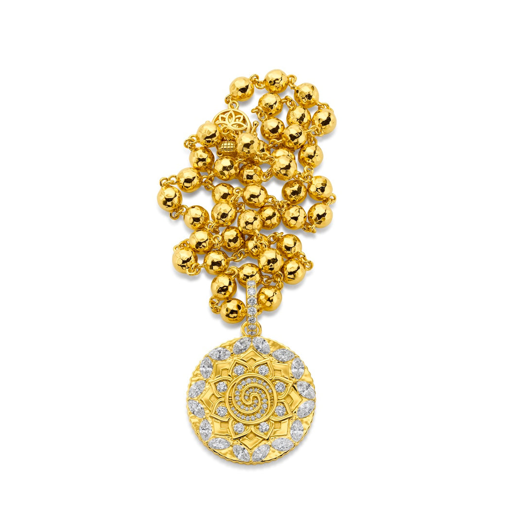 20K Yellow Gold & Diamond Mandala Swirl Pendant