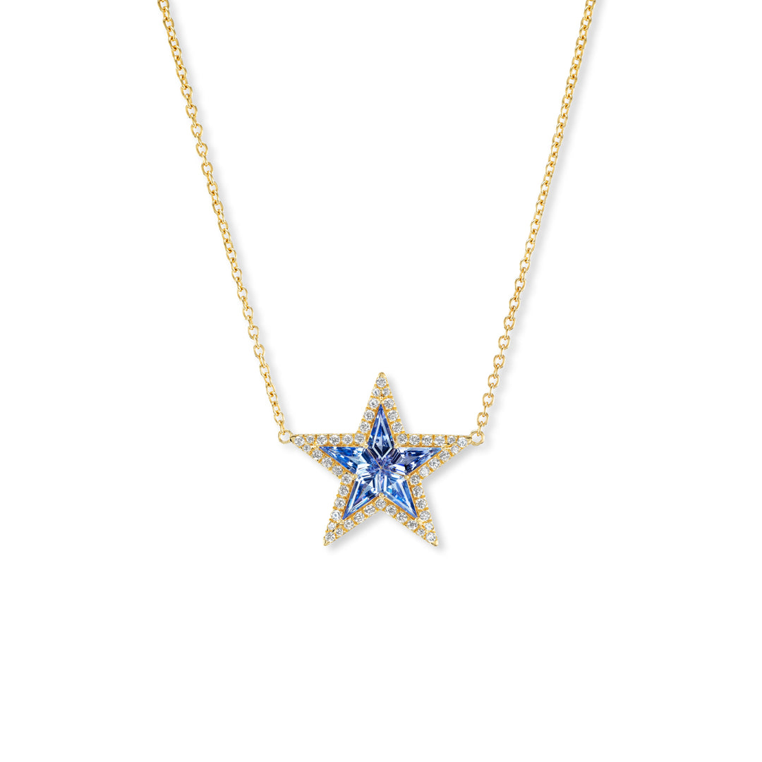 20K Yellow Gold Necklace with Tanzanite & Diamond Star