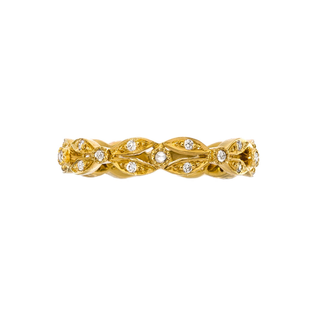 18K Yellow Gold Garland Diamond Ring
