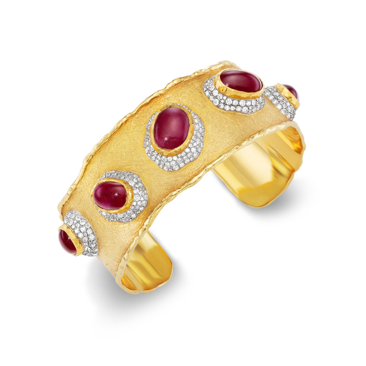 24K and 18K Yellow Gold,  Greenland Ruby & Diamond Bracelet