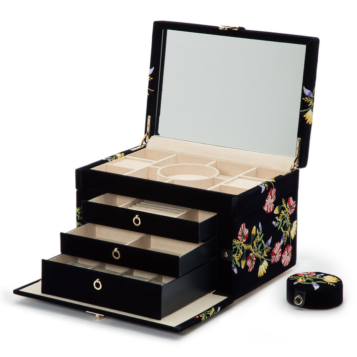 Zoe Large Jewelry Box in Indigo Velvet