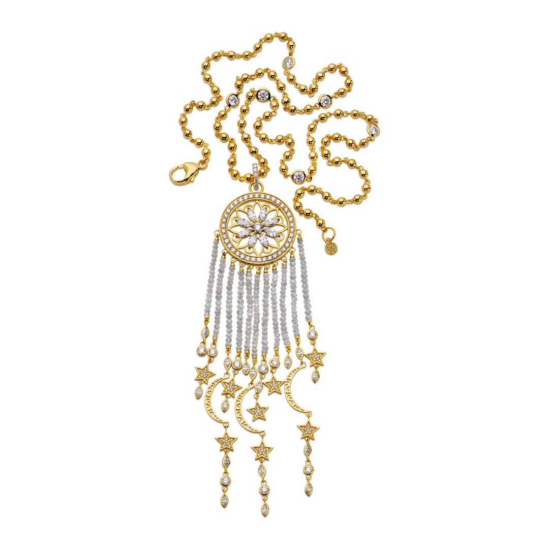 20K Yellow Gold Diamond Dream Catcher Pendant