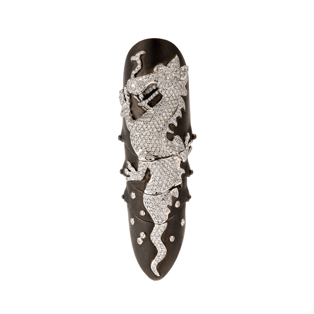 18K Black Gold Hinged Diamond Dragon Ring