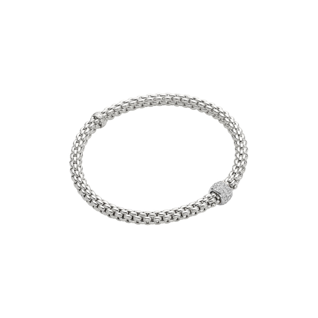 18K White Gold Flexible Bracelet with Diamonds