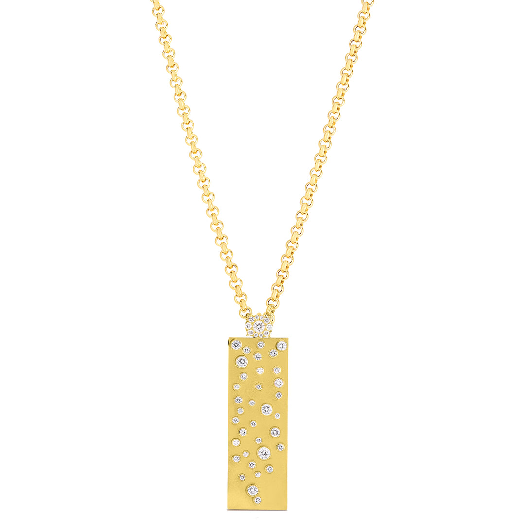 18K Yellow Gold Rectangular Diamond Pendant