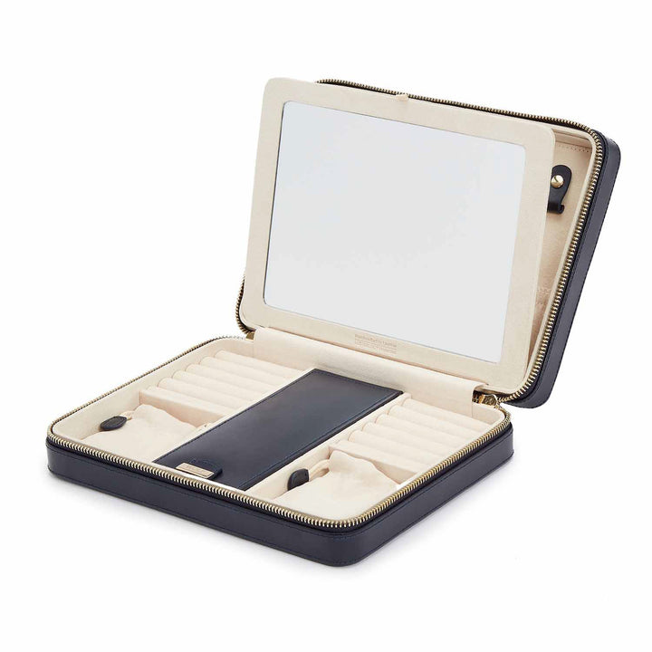 Maria Large Navy Zippered Jewelry Case