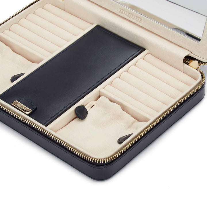Maria Large Navy Zippered Jewelry Case