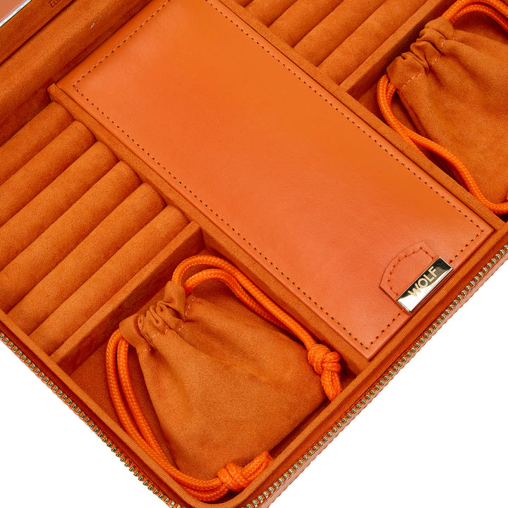 Maria Large Tangerine Zippered Jewelry Case