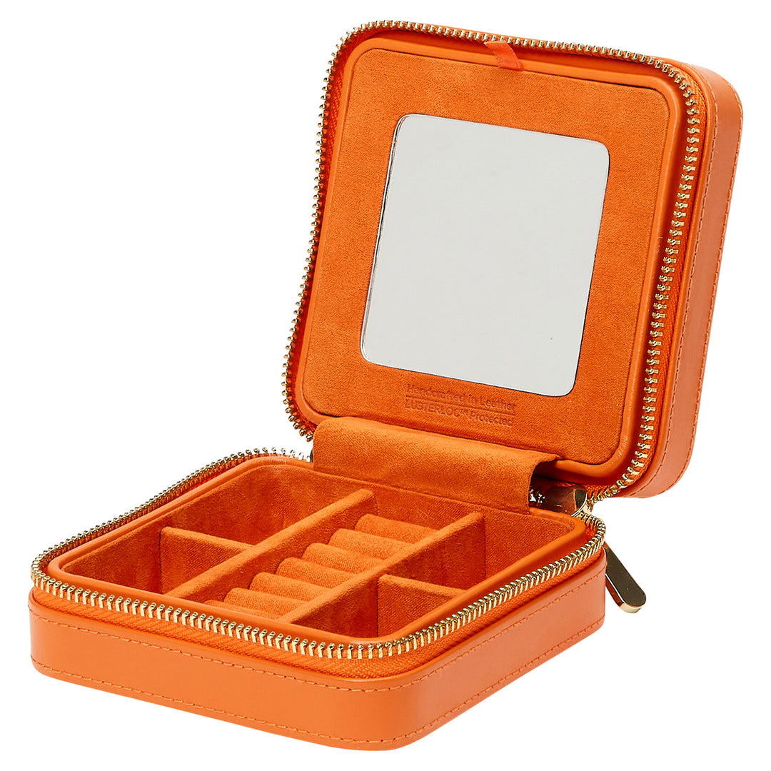Maria Small Tangerine Zippered Jewelry Case