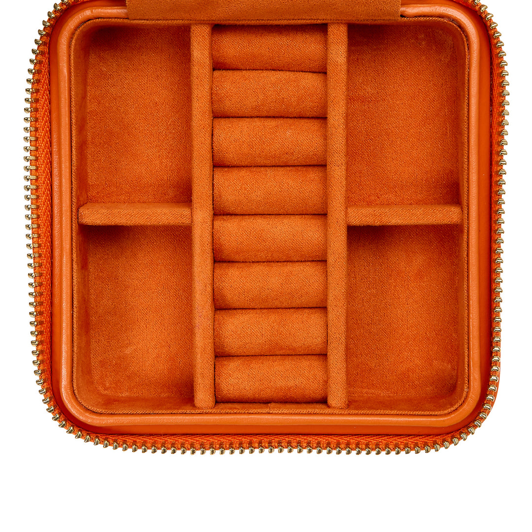 Maria Small Tangerine Zippered Jewelry Case