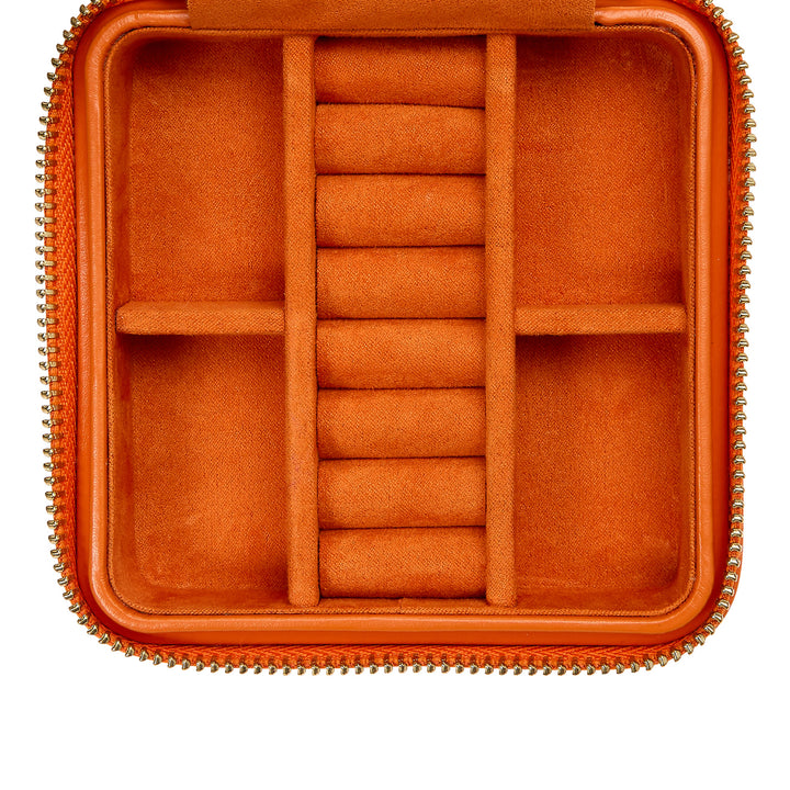 Maria Small Tangerine Zippered Jewelry Case
