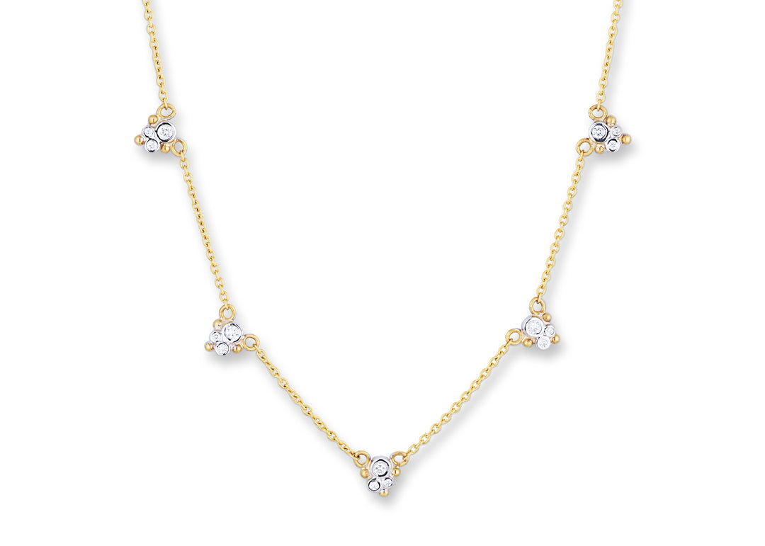 24K Yellow Gold & Diamond 5 Station "Dylan" Necklace