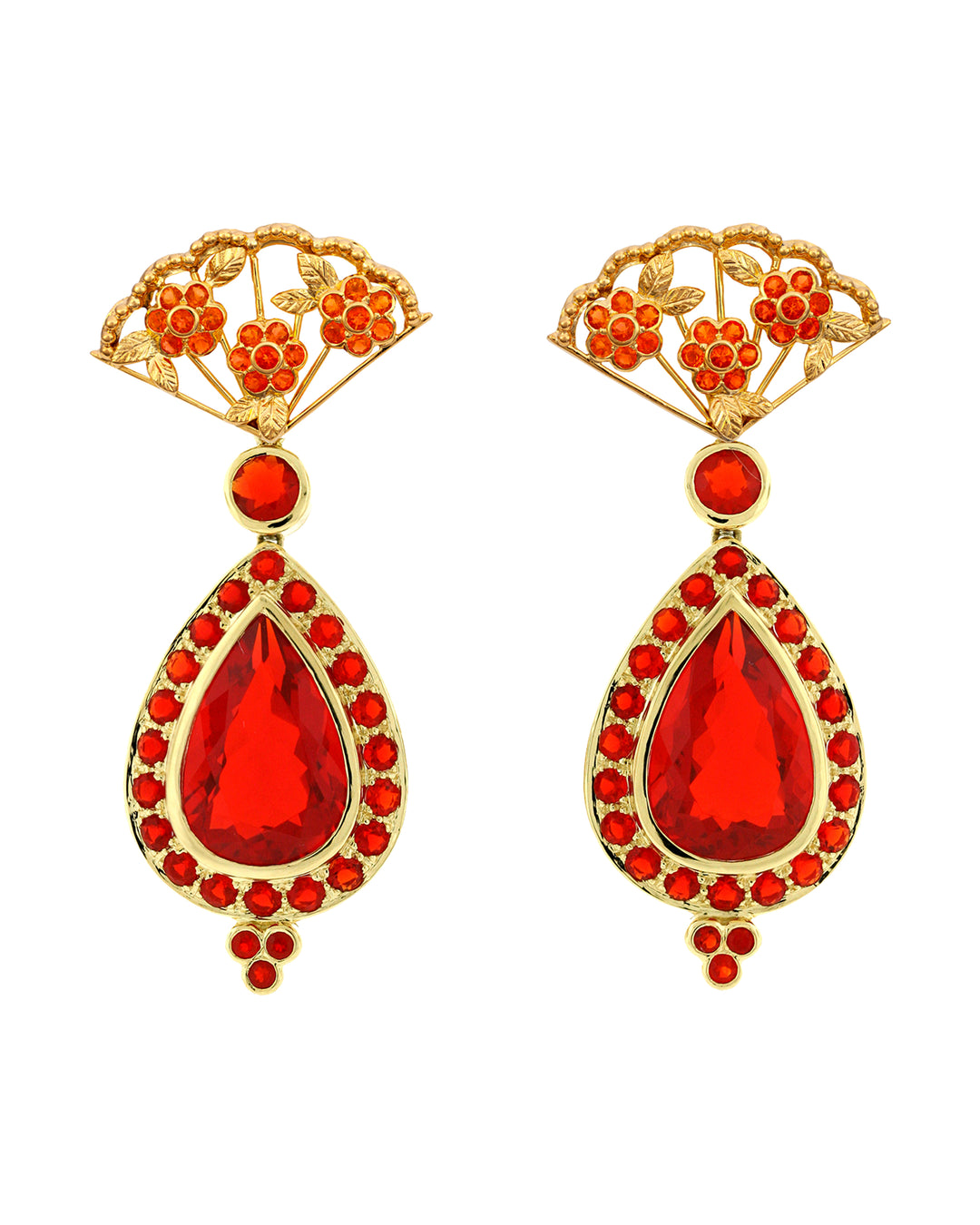18K Yellow Gold Opal Earrings
