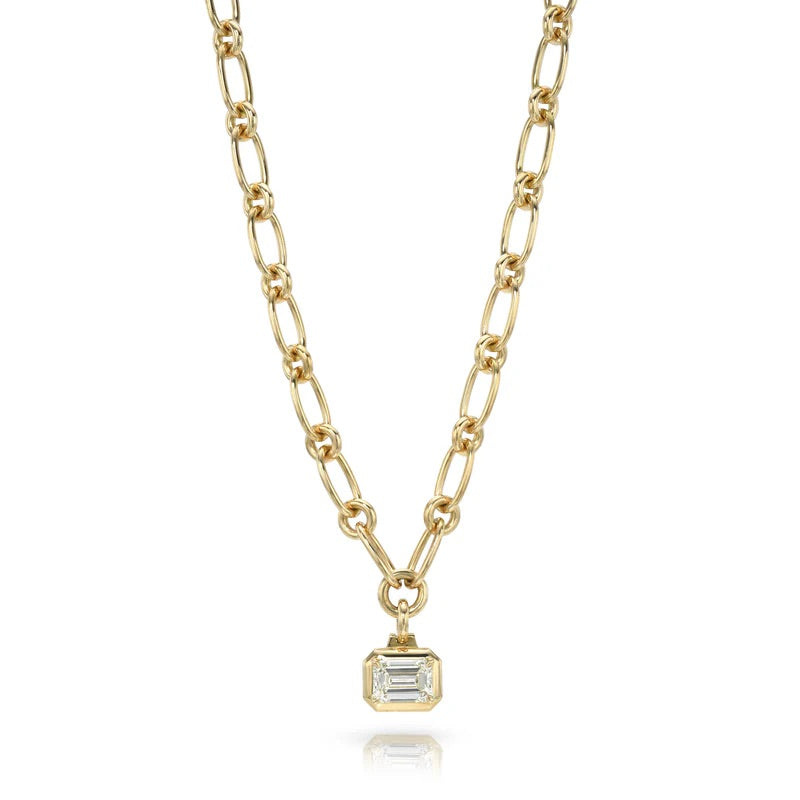 18K Yellow Gold & Emerald Cut Diamond 17" Necklace
