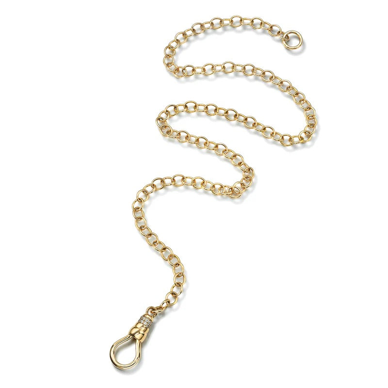 18K Yellow Gold Chain with Old European Cut Diamonds on Enhancer
