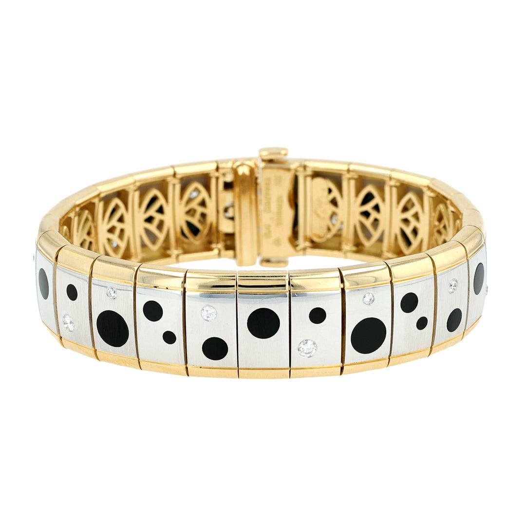 18K Yellow Gold and Platinum Black Onyx and Diamond Bracelet