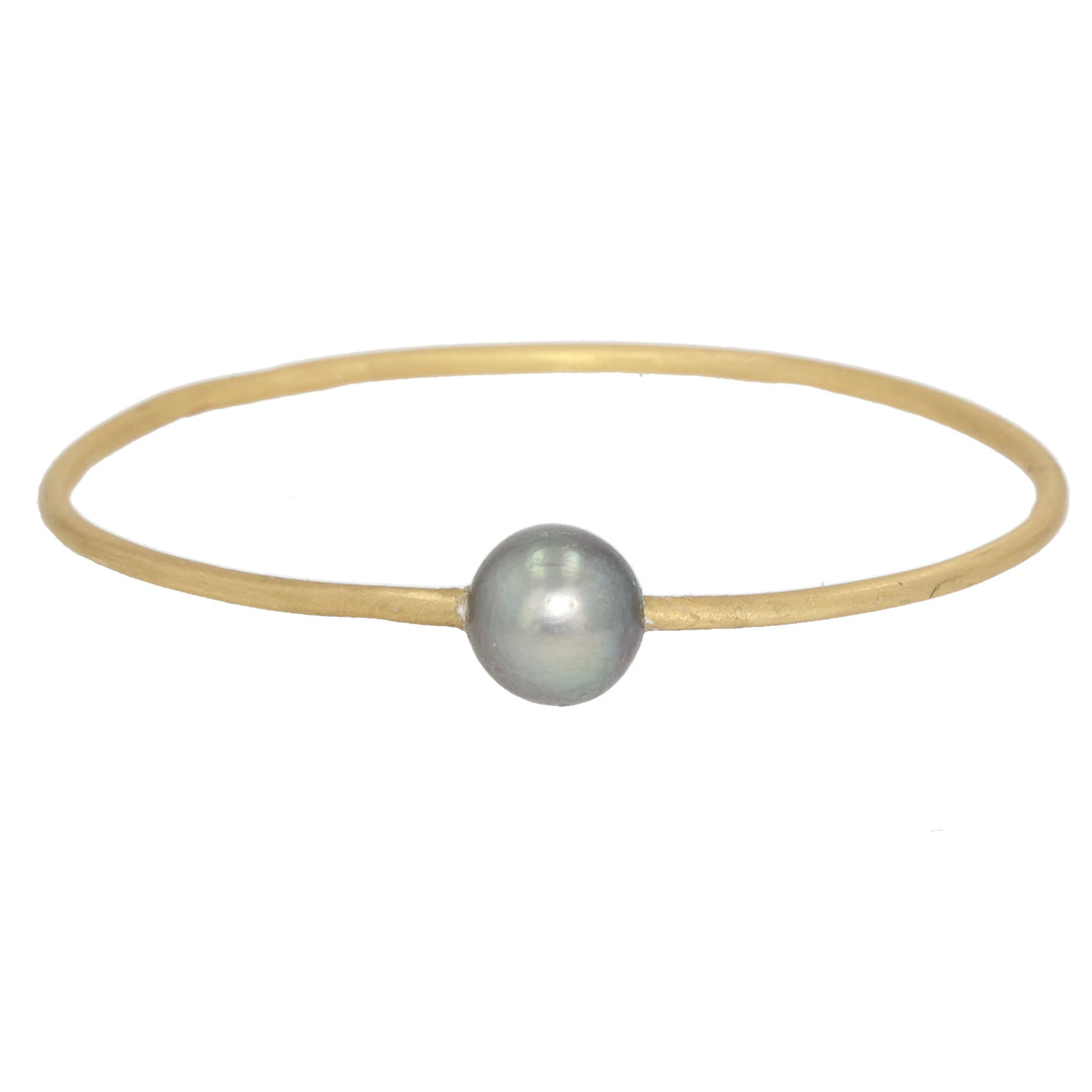 18K Yellow Gold Tahitian Pearl Medium Bangle Bracelet