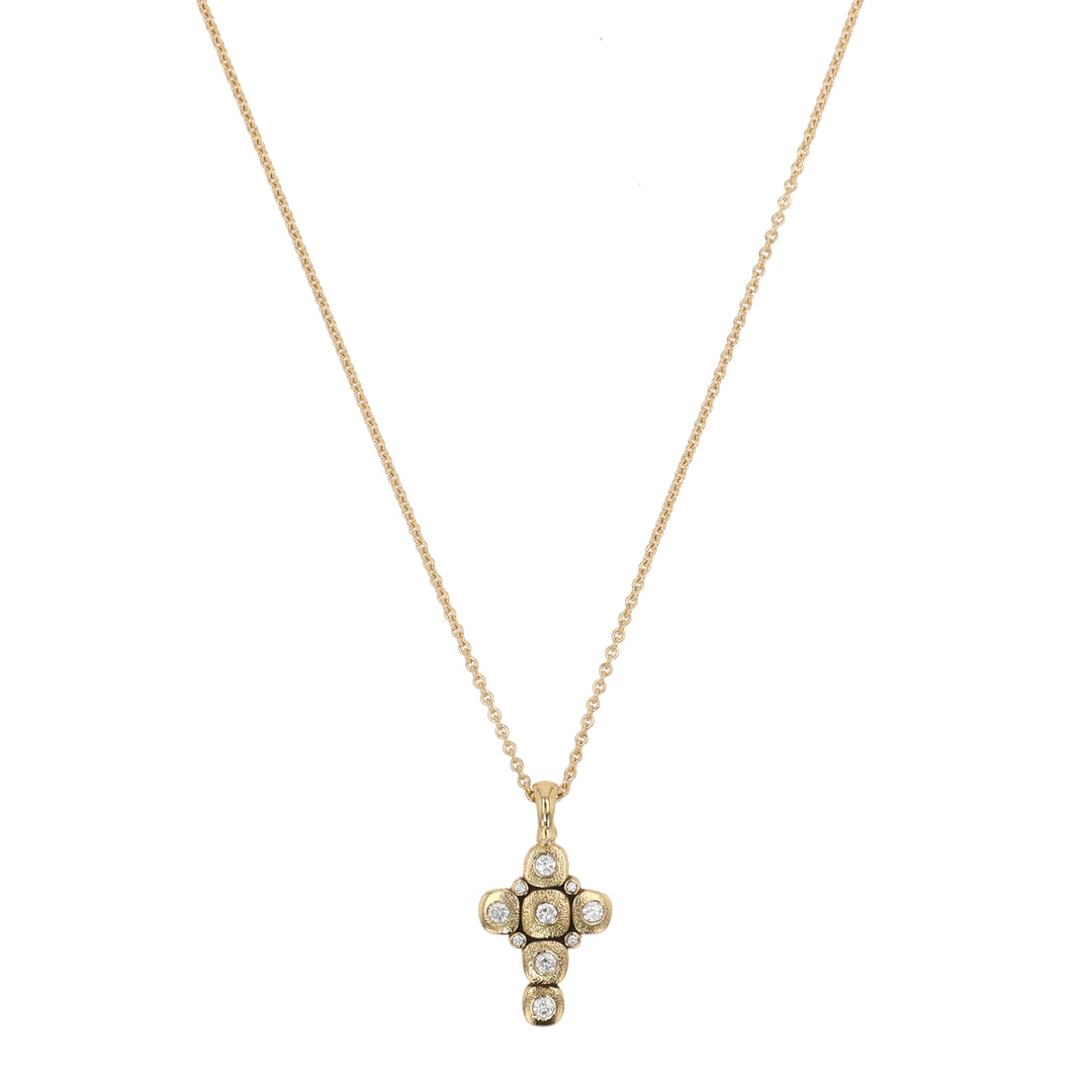 18K Yellow Gold Candy Cross Diamond Necklace