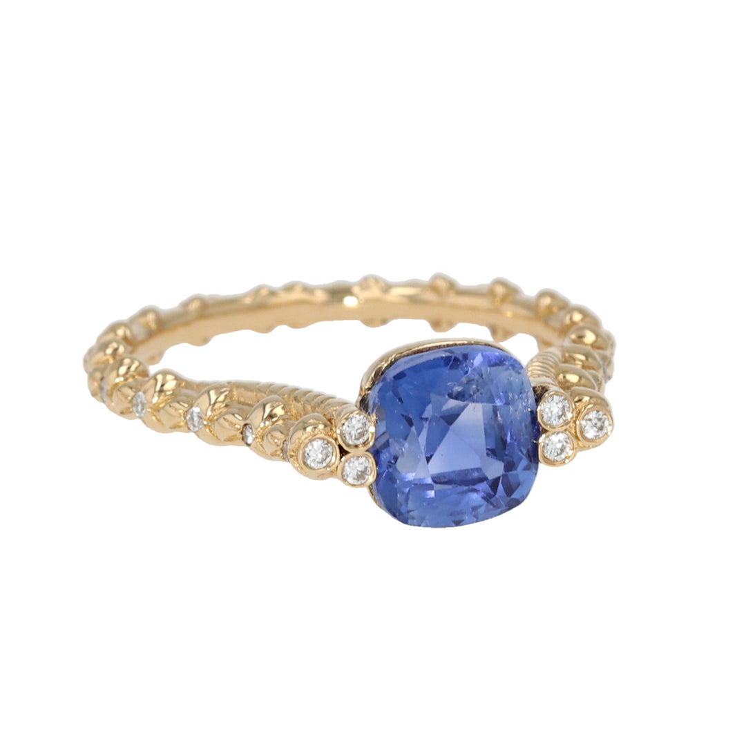 18K Yellow Gold Ceylon Sapphire and Diamond Ring