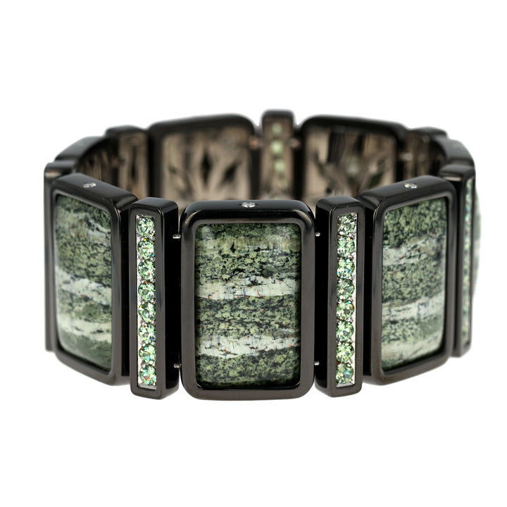 Knightsteel and Platinum Moss Opal, Quartz, Demantoid Garnet, and Diamond "Grace O'Malley" Bracelet