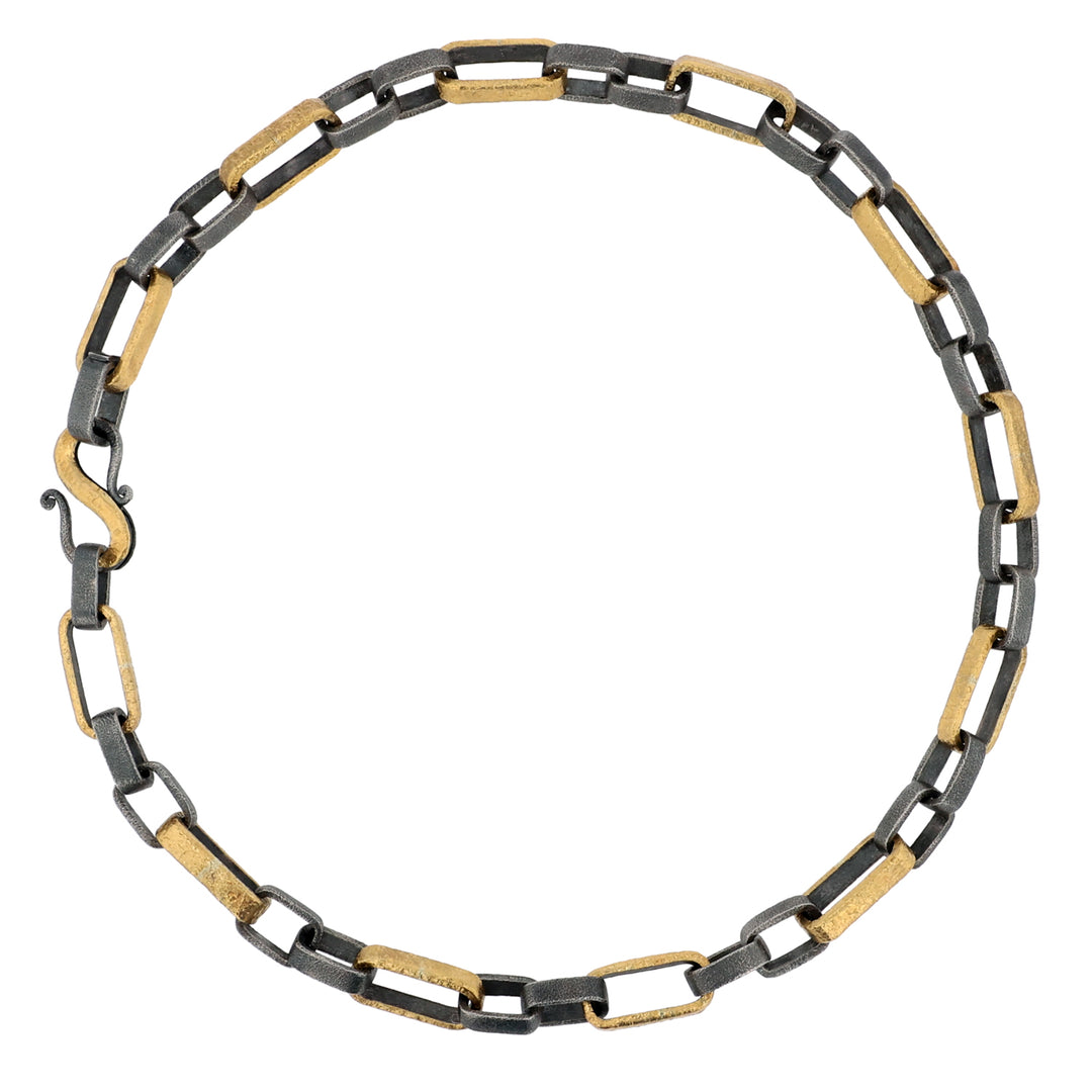 24K Yellow Gold and Sterling Silver Link Chain