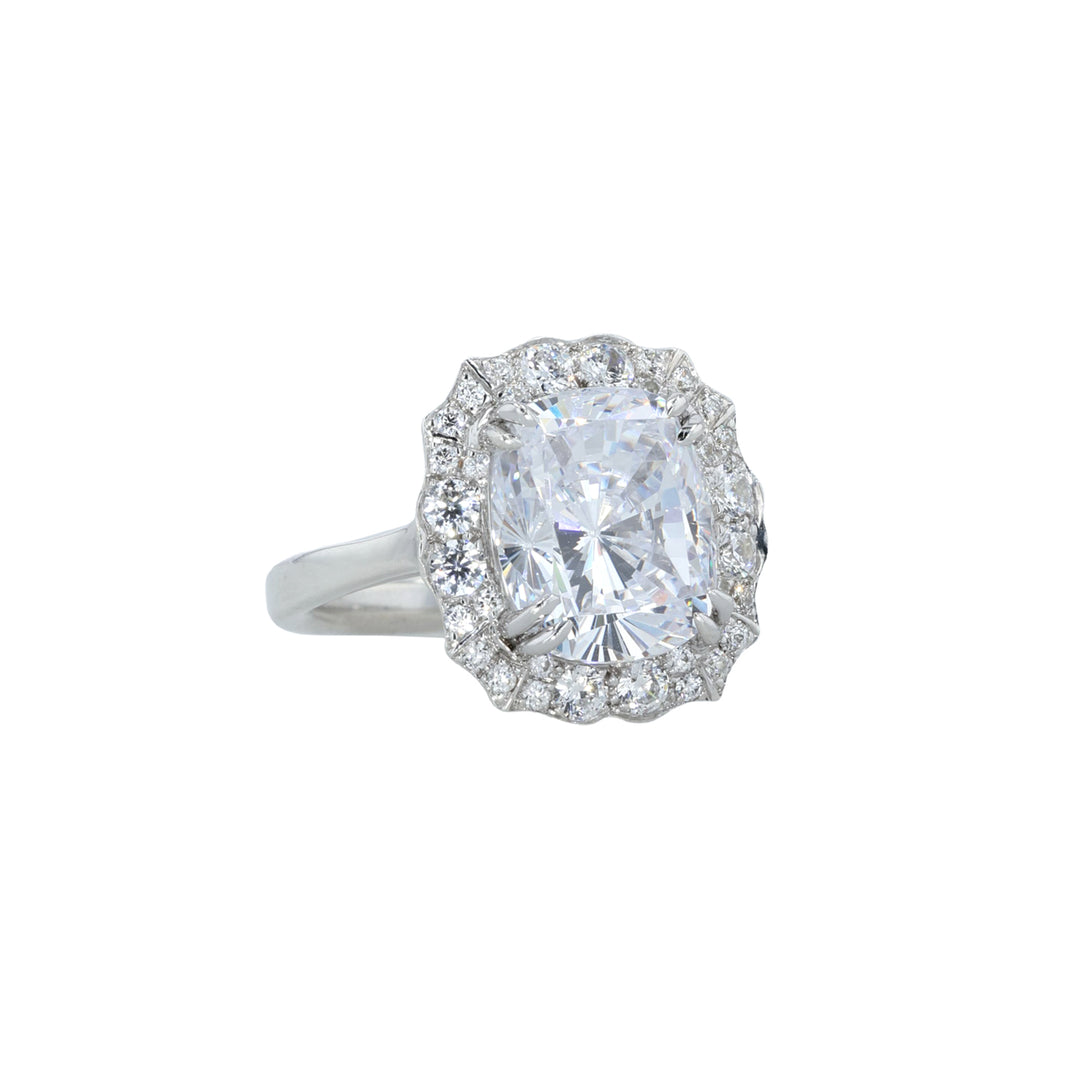 Platinum 4 Carat Pave Diamond Engagement Ring